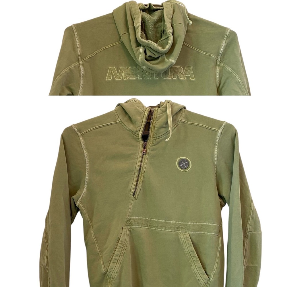 Montura Pullover Hoodie‎ 1/4 Zip Athleisure Women's Activewear Green Small READ